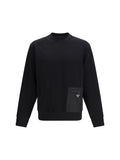 Prada Stretch Jersey with Re Nylon Pocket Sweatshirt — Black