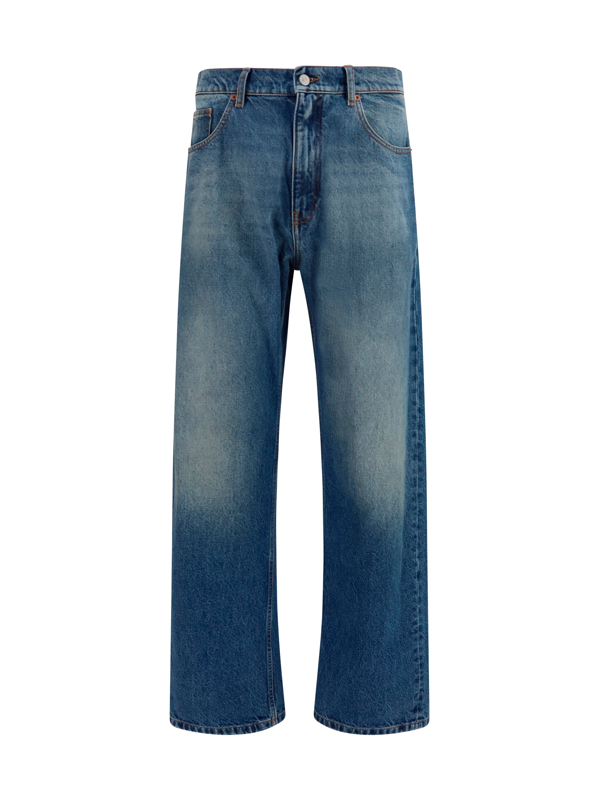 MM6 Maison Margiela Light-Wash Straight-Leg Jeans — Blue
