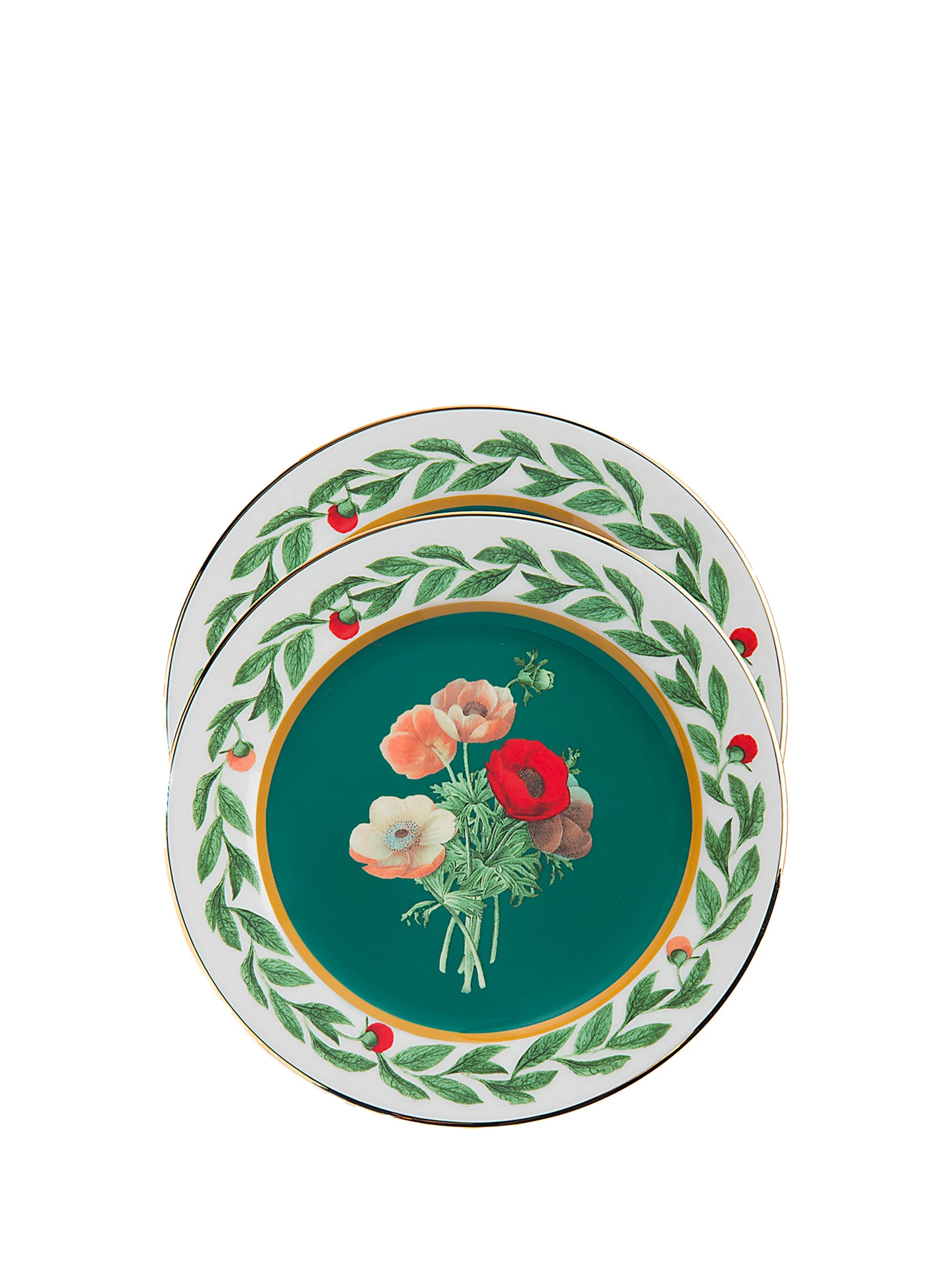 La Double J Hand-Painted Porcelain Dessert Plate — Teal