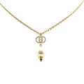 Gold Plated GG Faux Pearl Drop Pendant Necklace