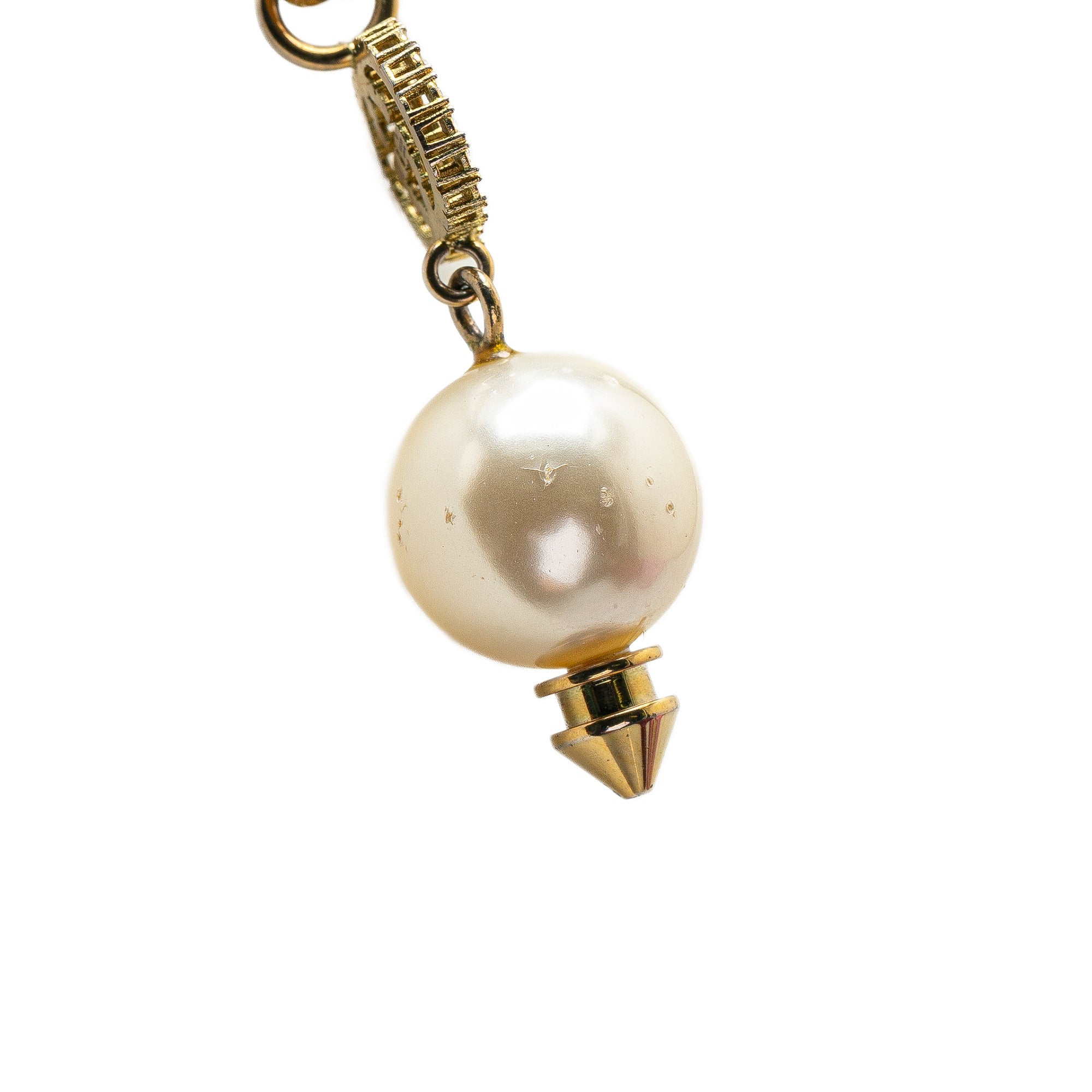 Gold Plated GG Faux Pearl Drop Pendant Necklace