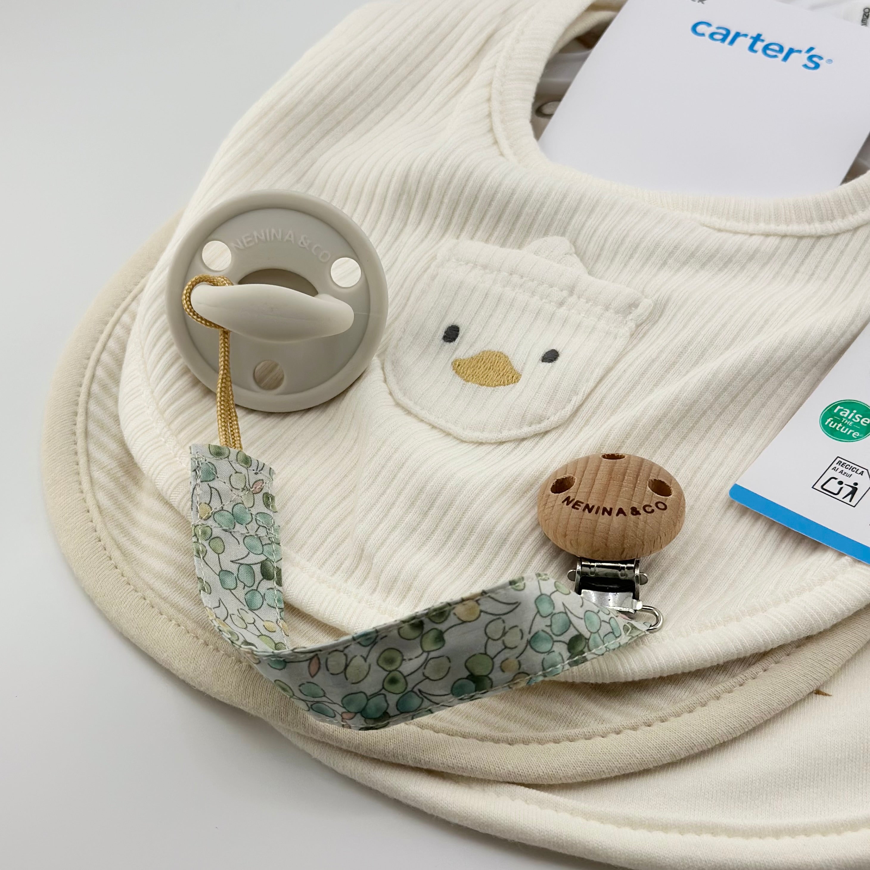 Pack tres baberos algodón diseño aves
