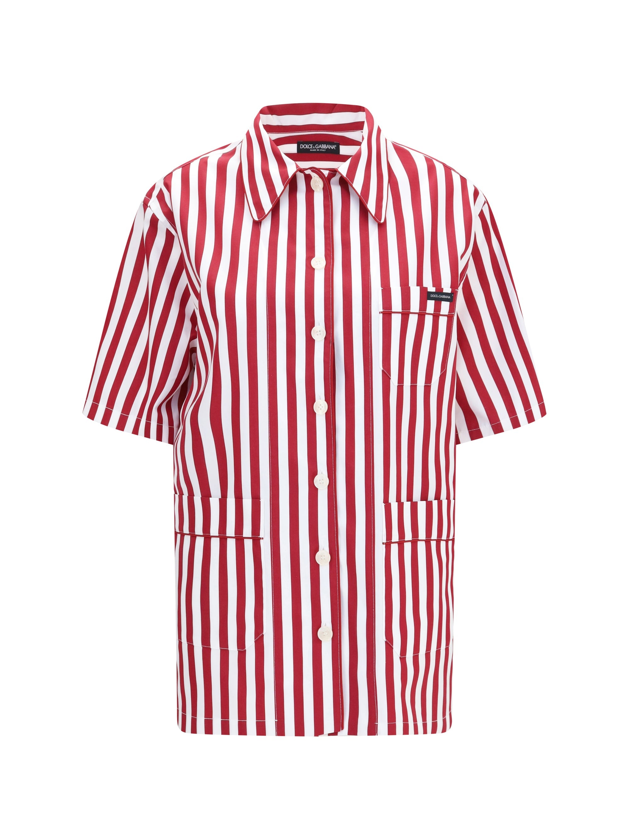 Camisa de algodón a rayas Dolce & Gabbana — Rojo