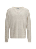 Our Legacy V-Neck Linen-Cotton Knit Sweater — Beige