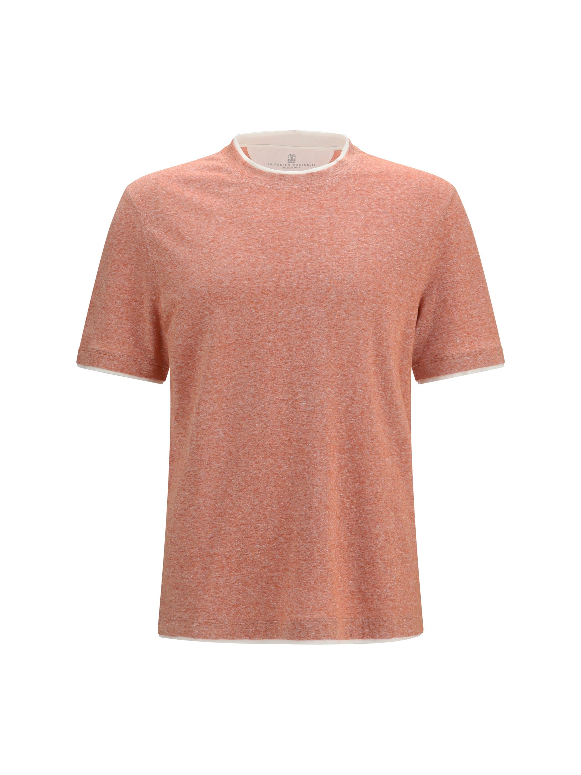 Brunello Cucinelli Short-Sleeve Cotton T-Shirt — Orange