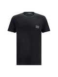 Dolce & Gabbana Logo-Plaque Cotton T-Shirt — Black