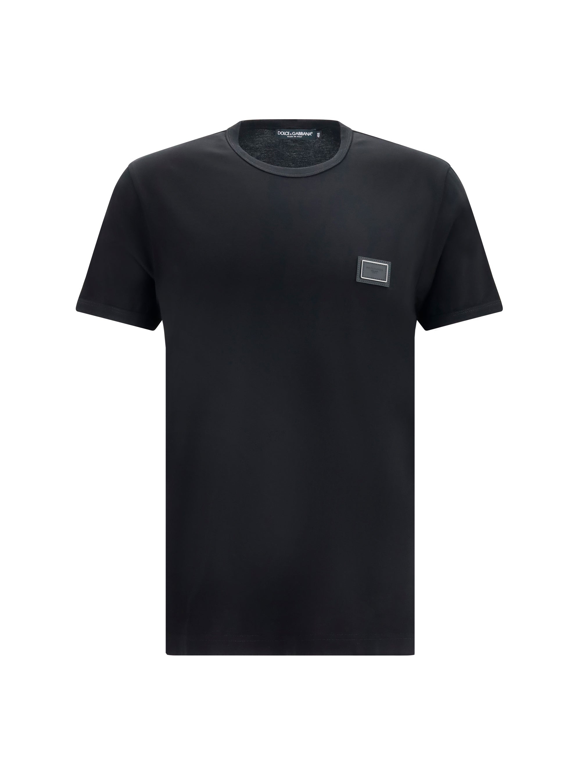 Dolce & Gabbana Logo-Plaque Cotton T-Shirt — Black