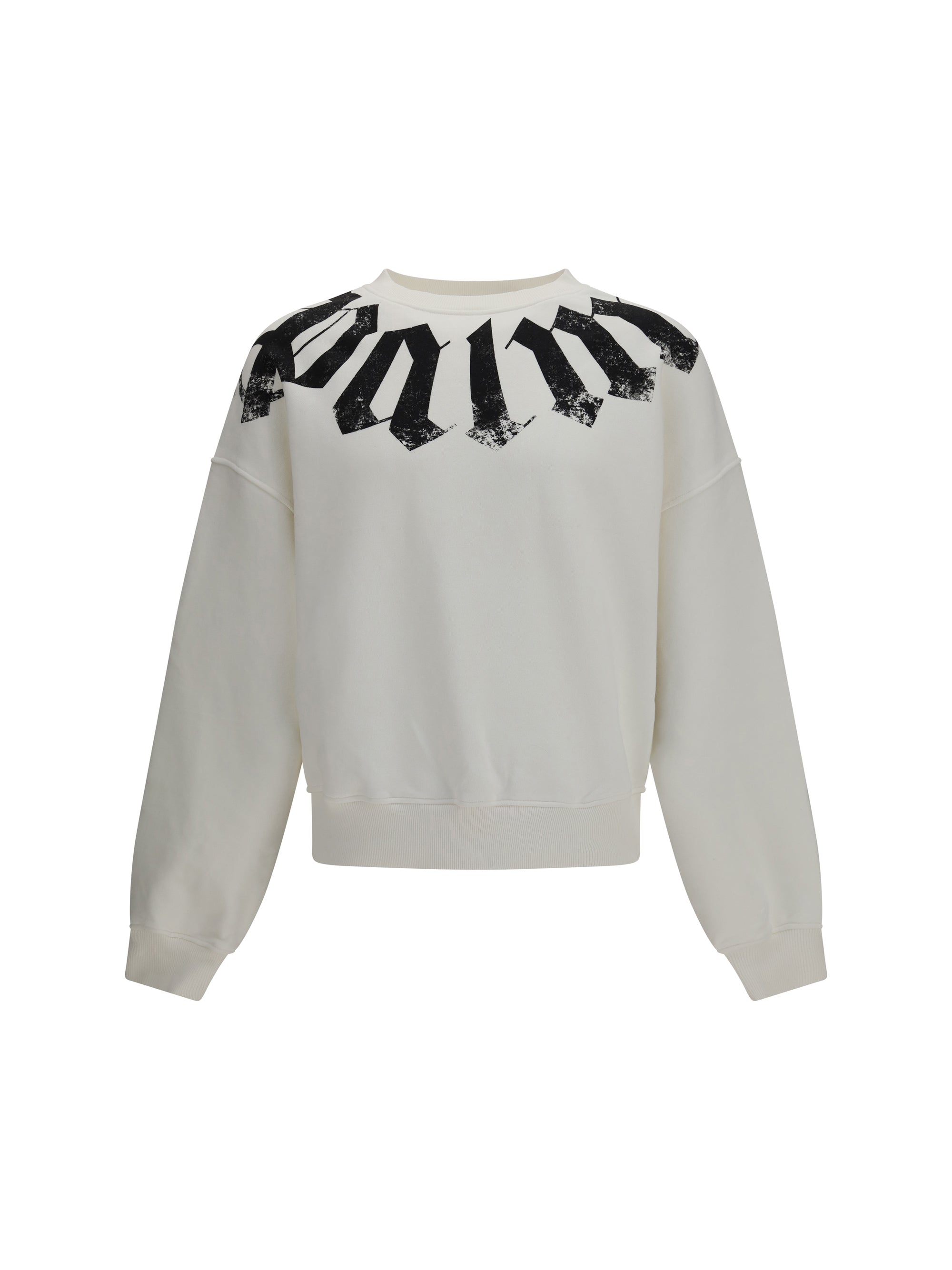 Palm Angels Big Neck Logo Print Sweatshirt — White