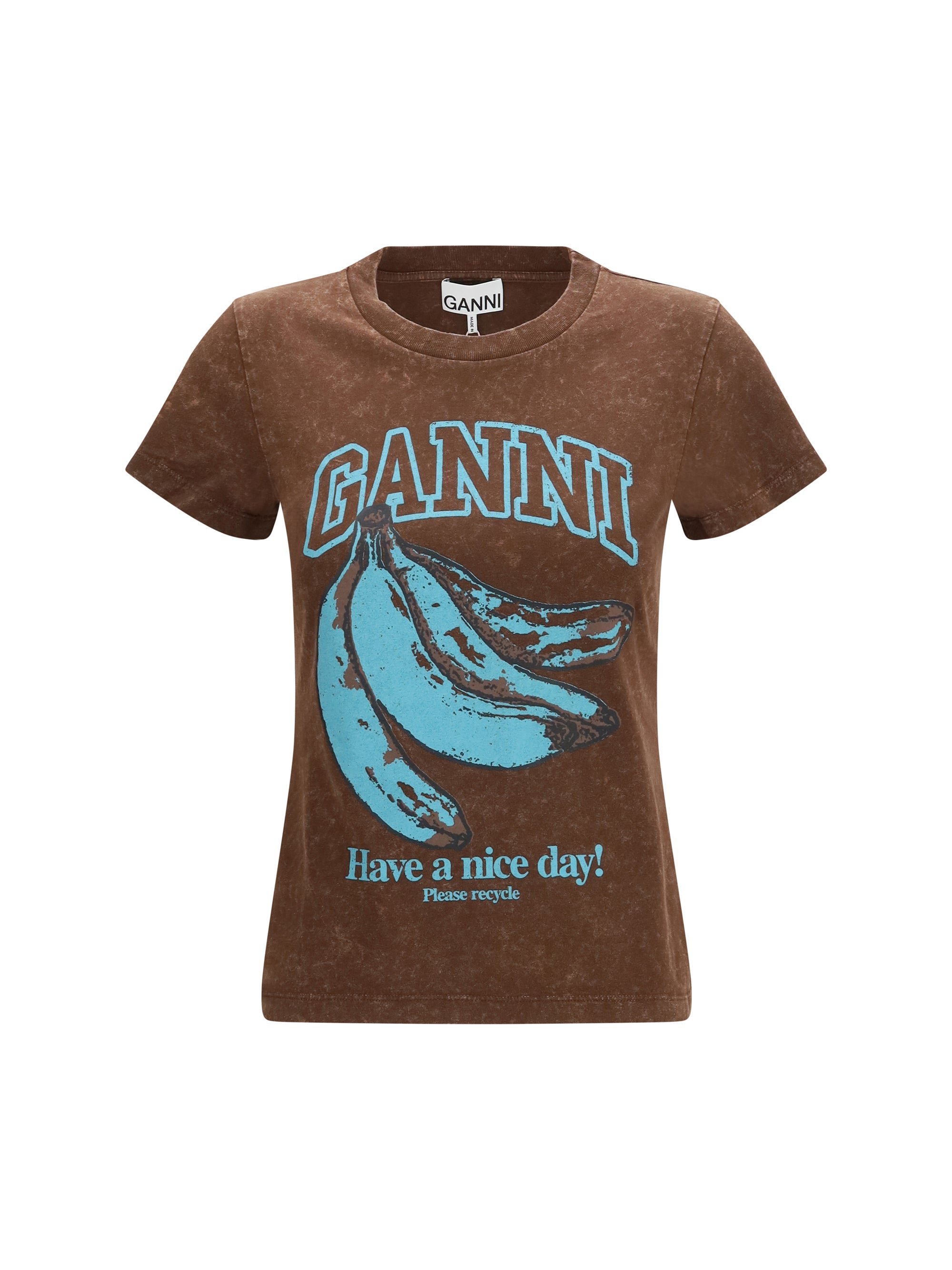 Ganni Banana Graphic Print T-Shirt — Brown