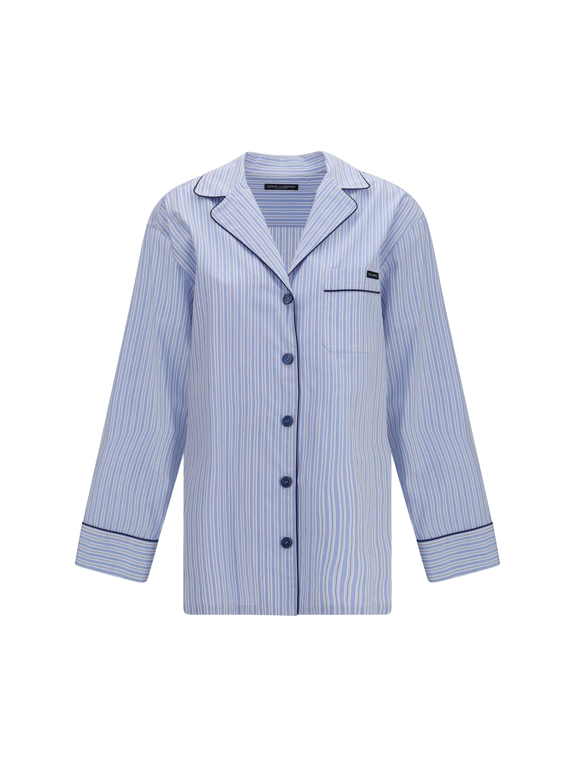 Dolce & Gabbana Embroidered Cotton-Blend Shirt — Blue