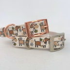 Bee Happy Dachshunds Beige Handmade Dog Collar