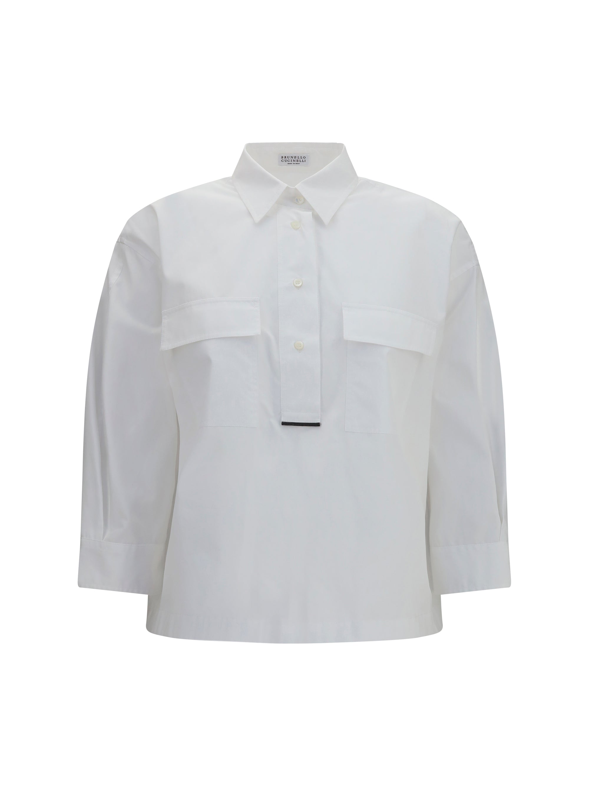 Brunello Cucinelli Cotton with Monili Details Shirt — White