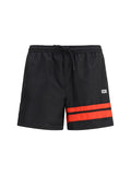 GCDS Logo-Striped Nylon Swim Shorts — Black