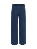 Forte_forte Wide-Leg Cotton Trousers — Navy