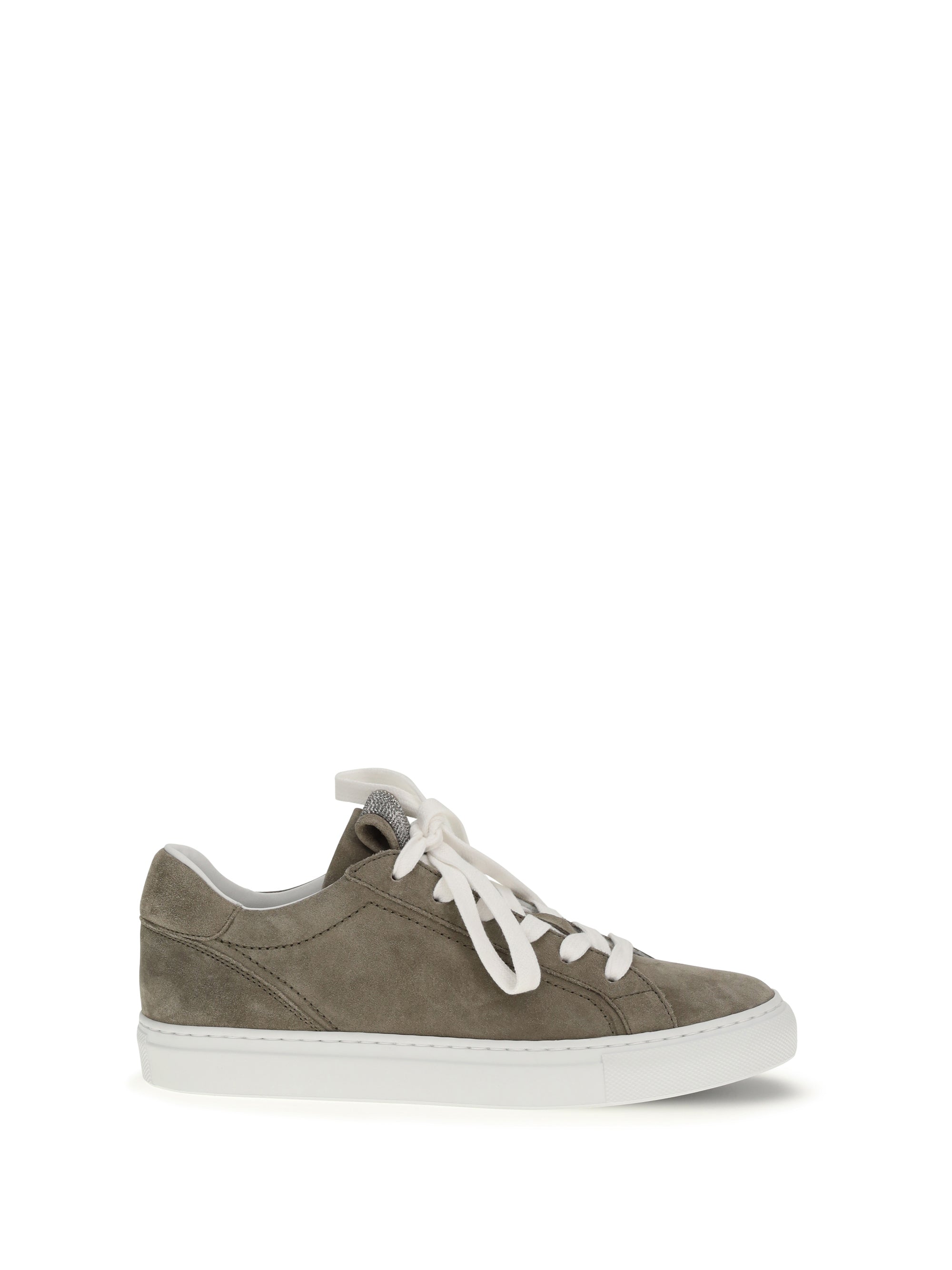 Brunello Cucinelli Suede with Precious Loop Sneaker — Gray