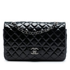 Medium Classic Distressed Patent Double Flap