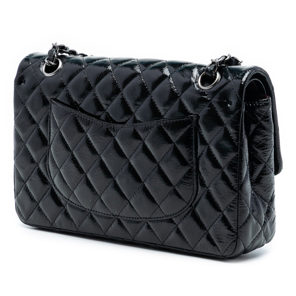 Medium Classic Distressed Patent Double Flap