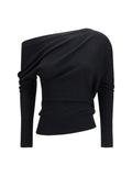 Tom Ford Asymmetric Merino Wool & Silk Sweater — Black