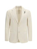 Lardini Single-Breasted Cotton-Silk Blazer — Beige