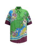 Alemais Floral Silk Shirt — Green