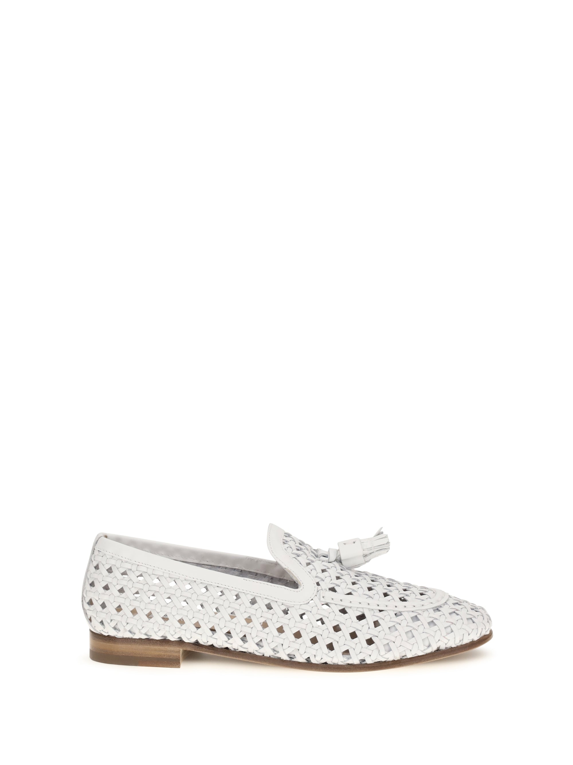 Fratelli Rossetti Woven Perforated Leather Loafer — White