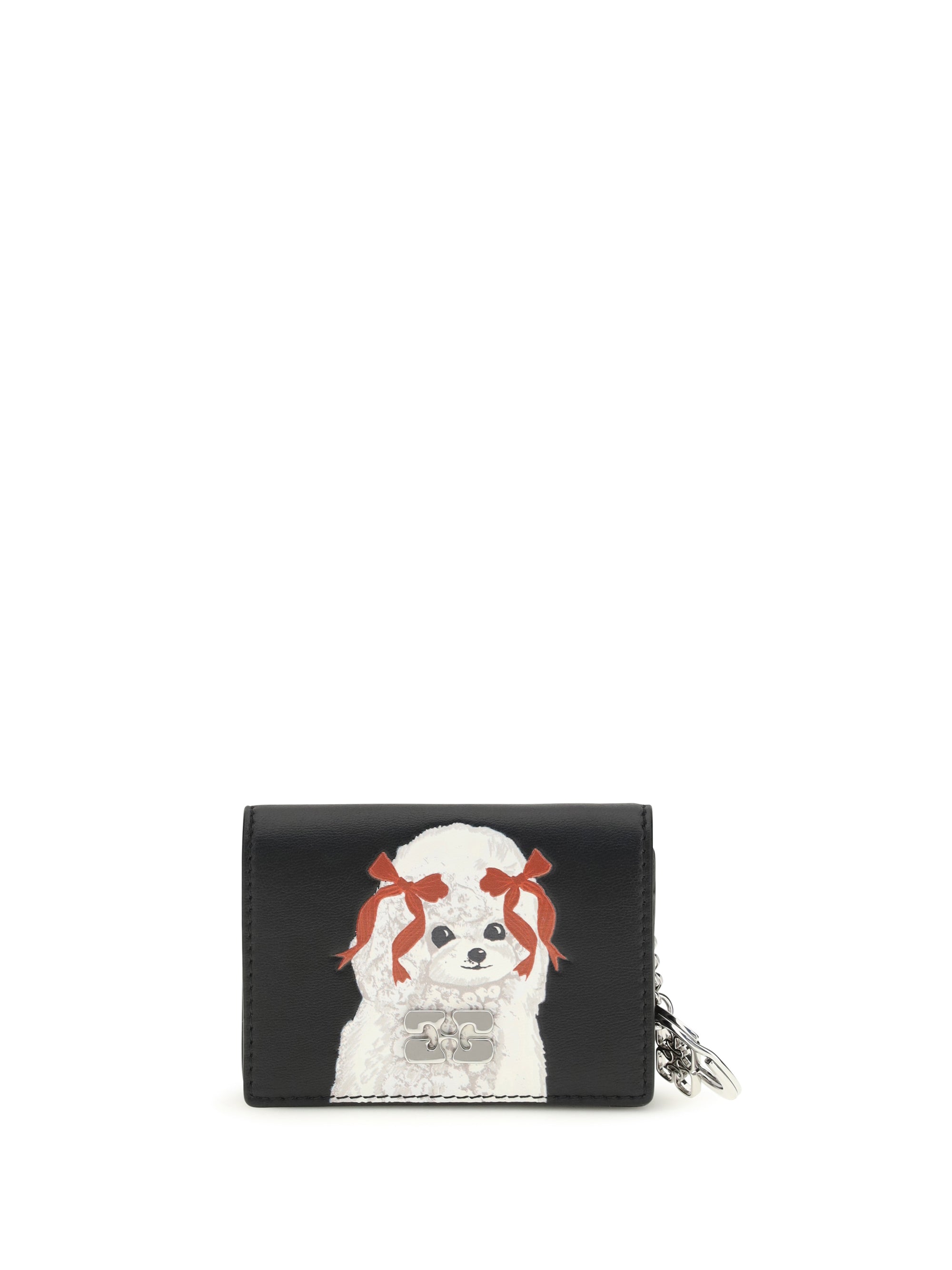 Ganni Poodle Print Card Case — Black