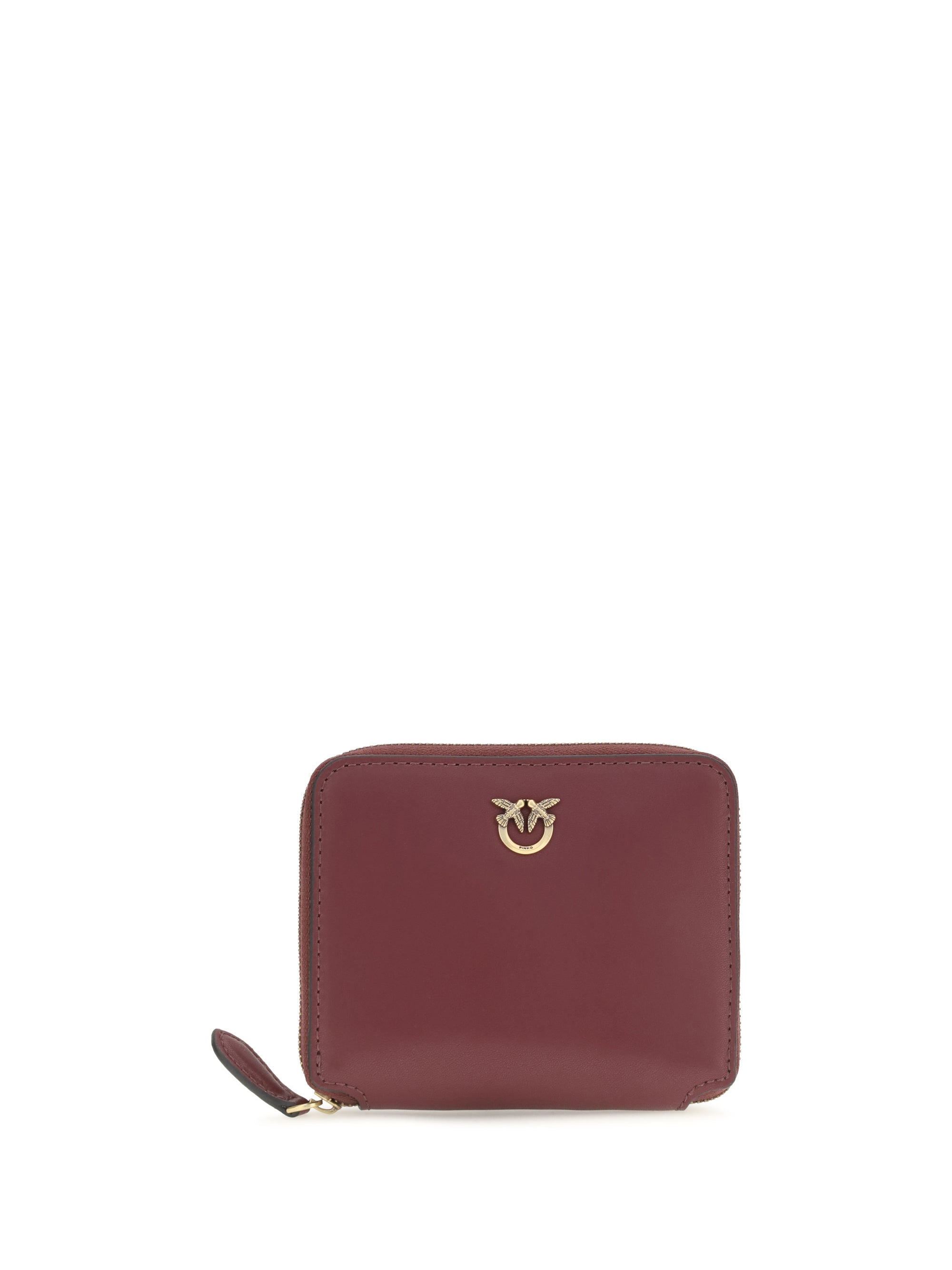 Pinko Leather Zip-Around Wallet — Red