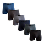 FEVI | Pack 6 Boxers Hombre Algodón | Colores: Verde, Negro, Marino, Azul, Gris claro, Gris oscuro