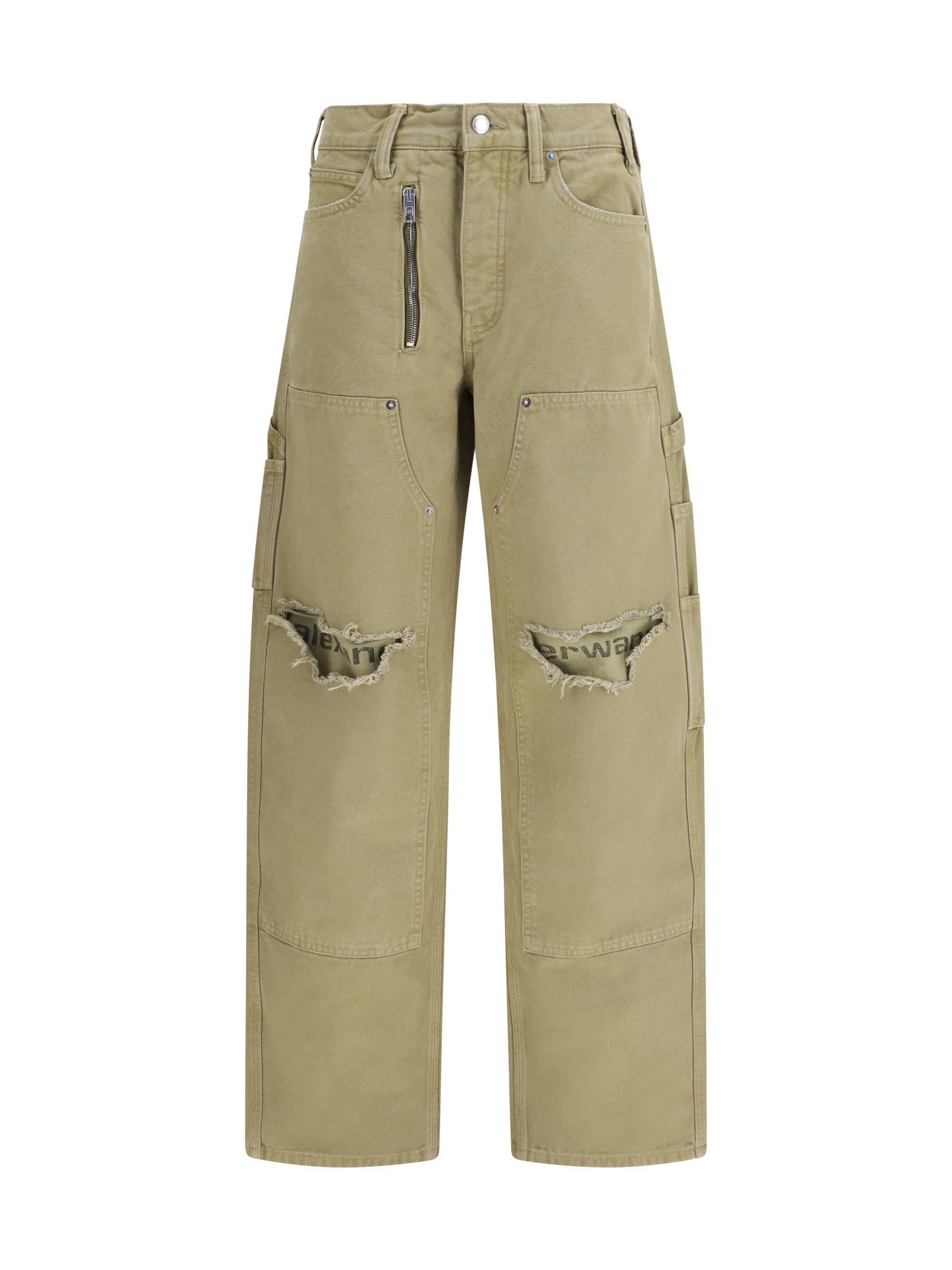 Alexander Wang Zip-Detail Utility Cargo Pants — Green
