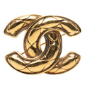 Gold Plated CC Quilted Brooch