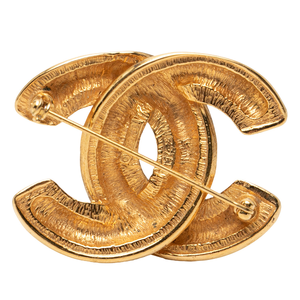 Gold Plated CC Quilted Brooch