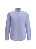 Deperlu Striped Cotton Shirt — Blue