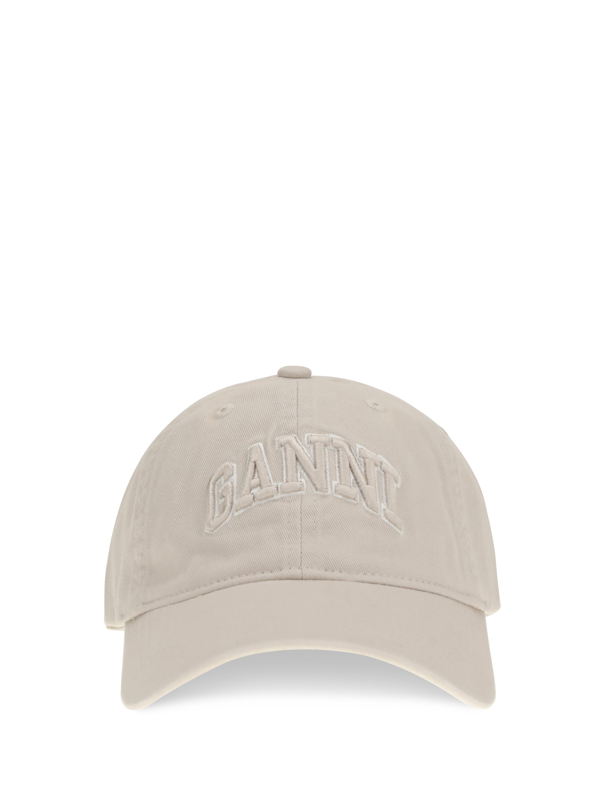 Ganni A6901 Logo-Embroidered Canvas Baseball Cap — Beige