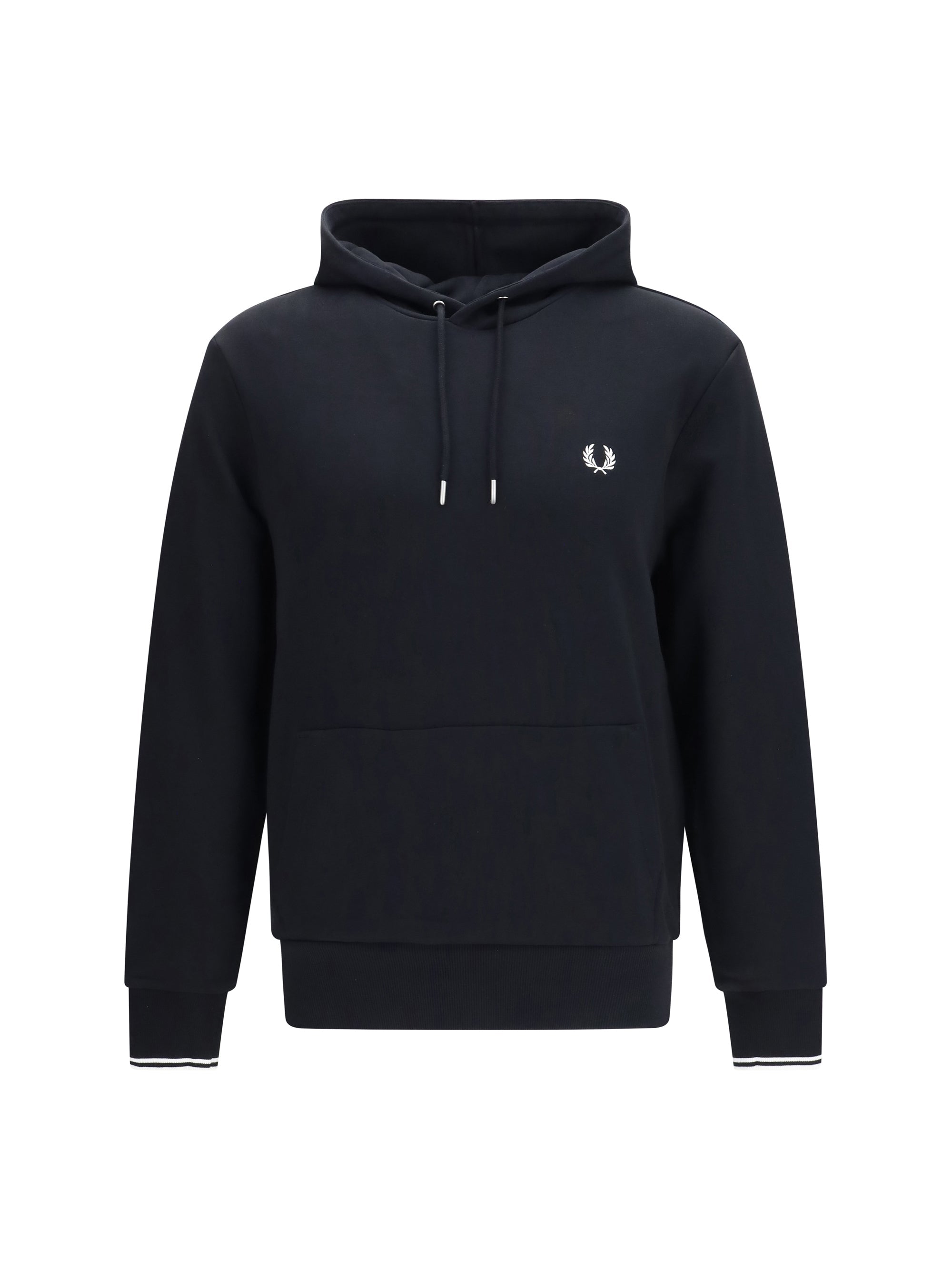 Fred Perry Striped Cuff Hoodie — Black