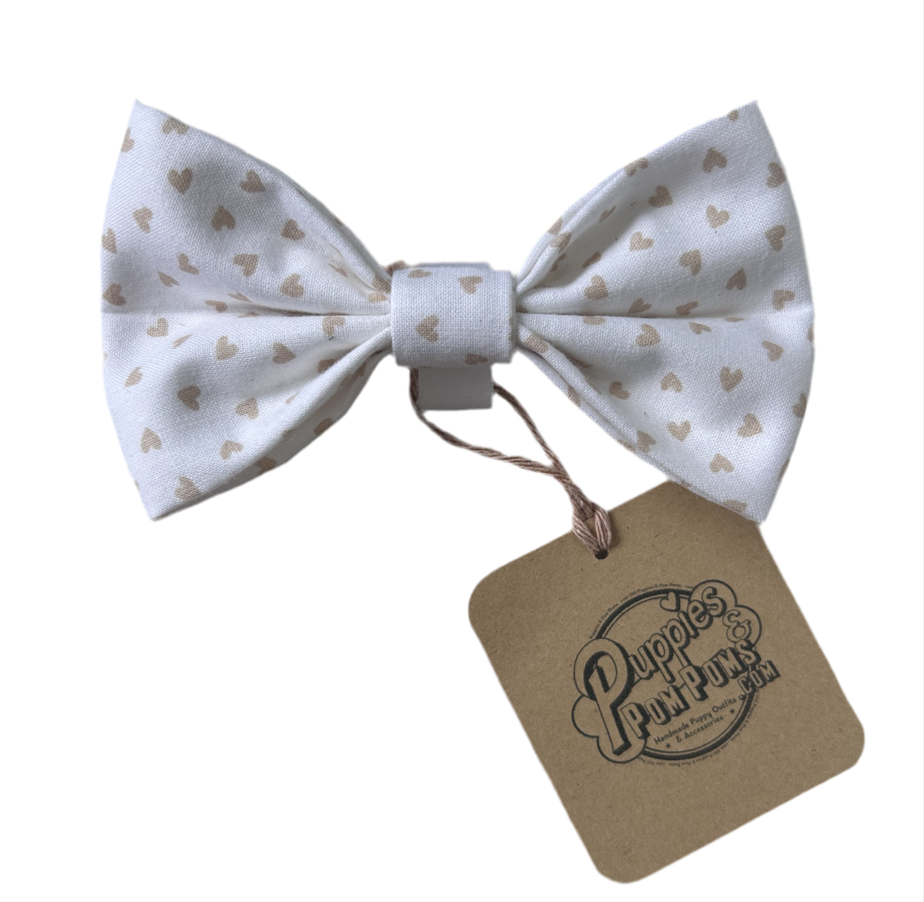 Valentine White & Latte Love Hearts Bow