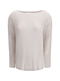 Allude Rib-Knit Cashmere Sweater — Beige