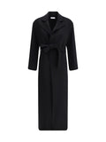 Aftercoat Wool-Blend Robe Coat Coat — Black