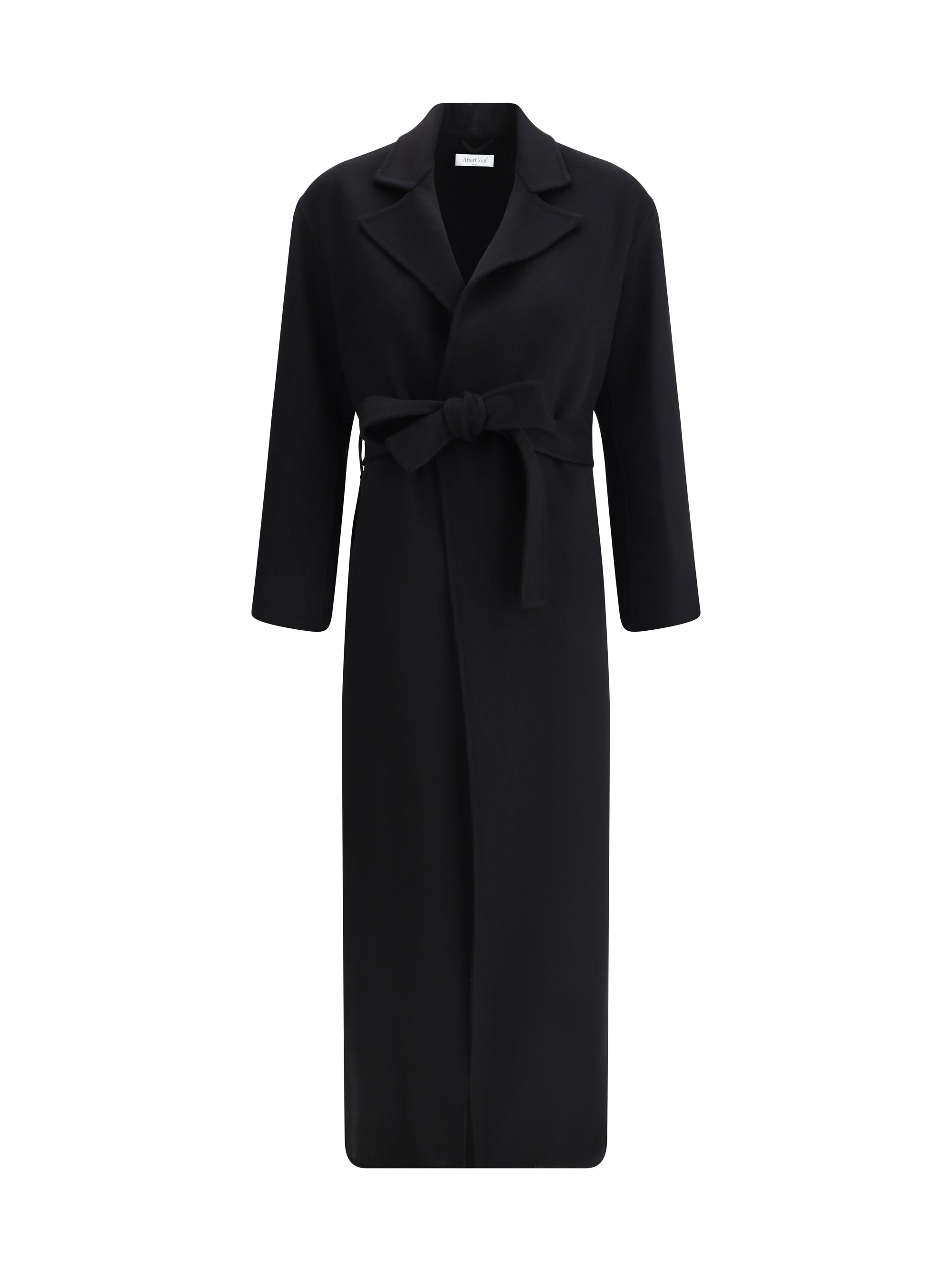 Aftercoat Wool-Blend Robe Coat Coat — Black