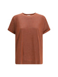 Brunello Cucinelli Cashmere Glitter T-Shirt — Red