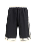Dolce & Gabbana Silk Striped Bermuda Shorts — Black