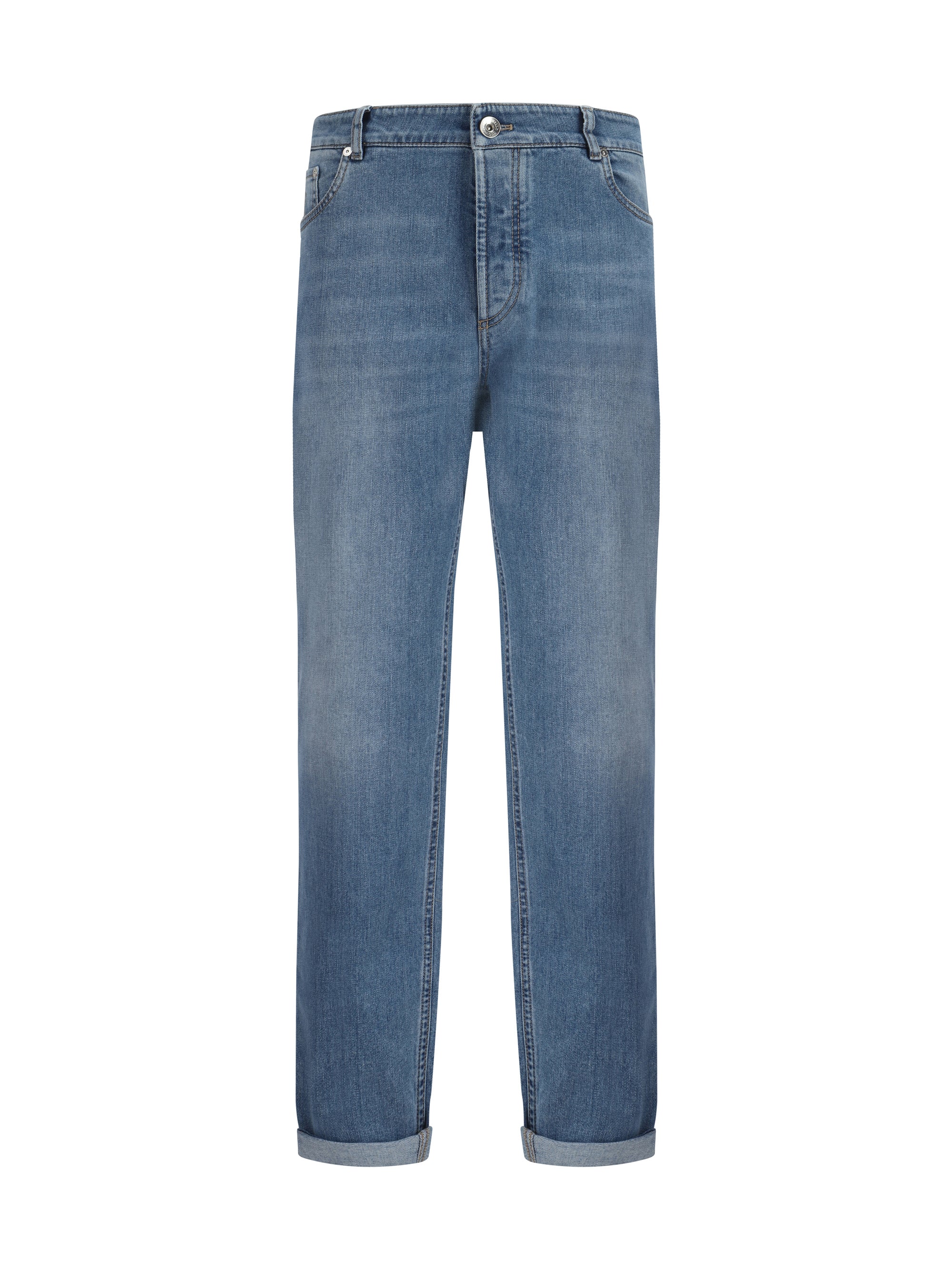 Brunello Cucinelli Straight-Leg Cotton Denim Jeans — Blue