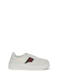 Gucci Web Detail Leather Sneakers — White