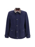 Chaqueta Brunello Cucinelli de Lana Virgen con Cuello de Napa — Azul Marino