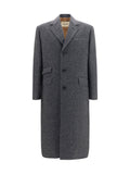 Valentino Long Single-Breasted Wool Blend Coat — Gray