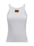 Fendi Ribbed Cotton Tank Top — White