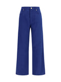'S Maxmara Cotton-Linen Trousers — Blue