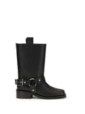 Ganni Buckle-Strap Biker Boots — Black