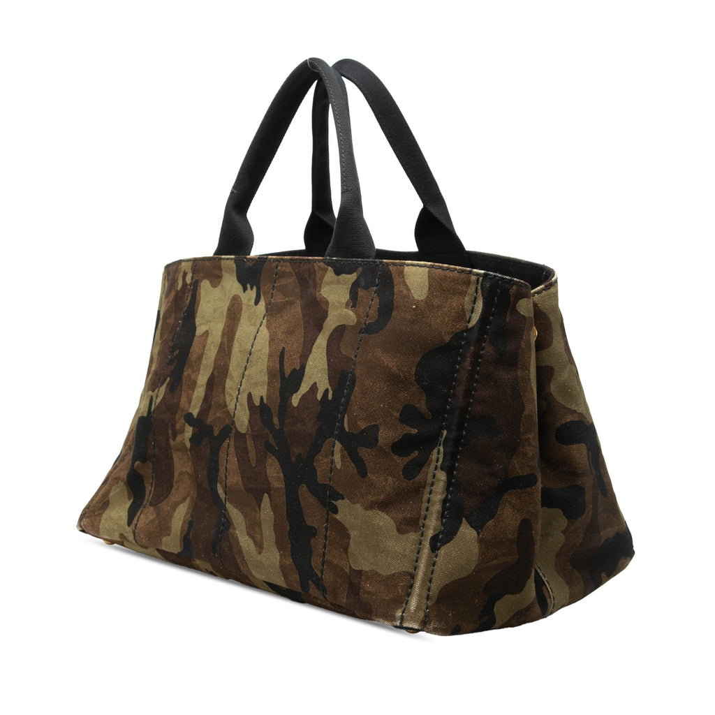 Large Canvas Canapa Camouflage Stampata Tote