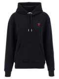 Ami Paris Embroidered Logo Hoodie — Black
