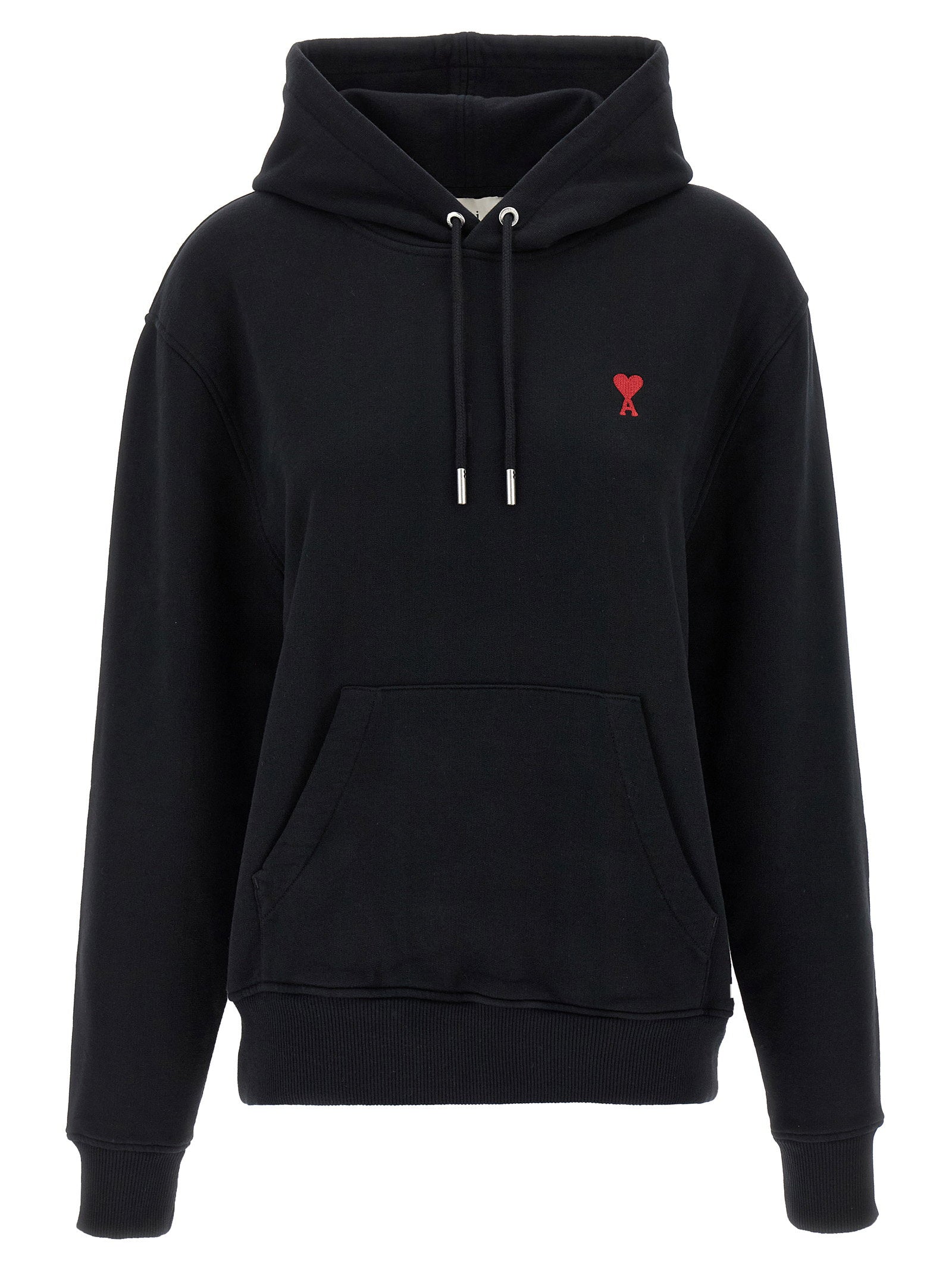 Ami Paris Embroidered Logo Hoodie — Black